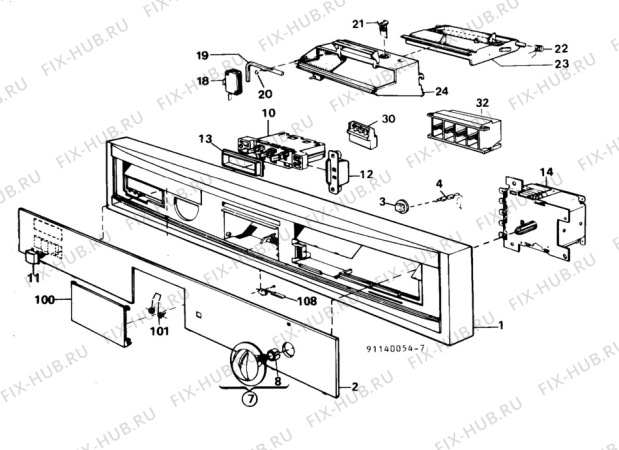 Взрыв-схема посудомоечной машины Electrolux BW411 - Схема узла W10 Panel